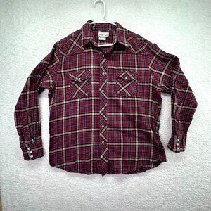 Wrangler Shirt Mens Extra Large Wrancher Flannel Plaid Pearl Snap Western Cowboy
